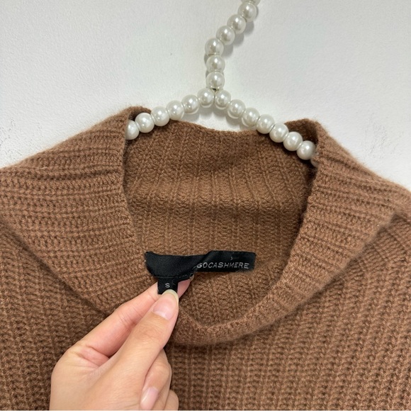360 Cashmere 100% Cashmere Ribbed Mock Neck Sweater in Brown - Picture 5 of 6